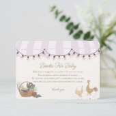 Rosa Bauern Marktbücher für Babybettchen Begleitkarte (Stehend Vorderseite)