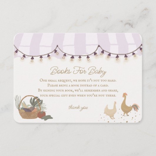 Rosa Bauern Marktbücher für Babybettchen Begleitkarte (Vorderseite)