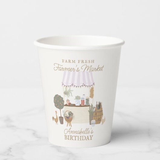 Rosa Bauern Marktfarm Fresh Birthday Pappbecher (Vorderseite)