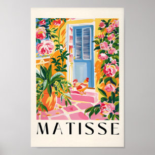 Rosa Bauerndekoration, Hähnchenkunst Print, tropis Poster