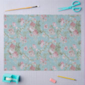 Rosa Bauernhäuser Rose auf blauem Hintergrund Seidenpapier (Basteln)