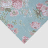 Rosa Bauernhäuser Rose auf blauem Hintergrund Seidenpapier (Ausschnitt)