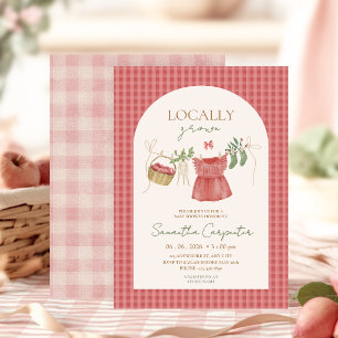 Rosa Bauernmarkt-Baby-Party mit regionalen Produkt Einladung