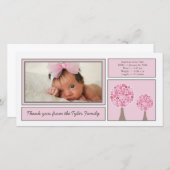 Rosa Baum-Baby-Mädchen danken Ihnen Foto-Karte Dankeskarte (Vorne/Hinten)