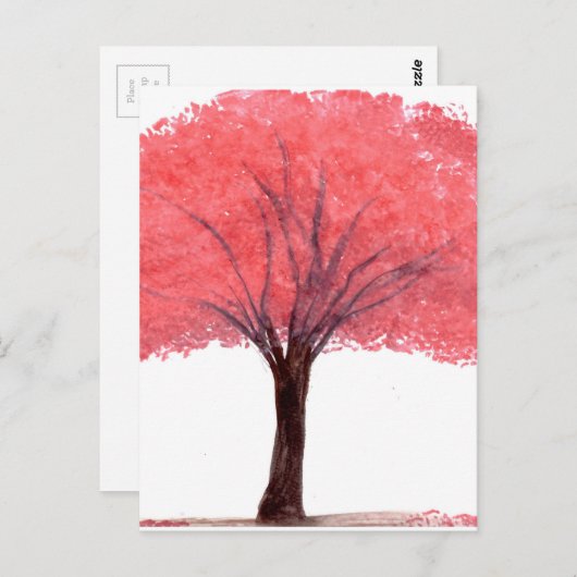 Rosa Baum Postkarte (Vorne/Hinten)