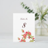 Rosa Baumblüten Hochzeitskarten für Tischnummern (Stehend Vorderseite)