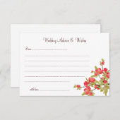 Rosa Baumblüten Hochzeitsratgeber und Wunschkarten Hinweiskarte (Vorne/Hinten)