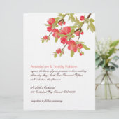 Rosa Baumblüten zum Hochzeitsempfang Einladung (Stehend Vorderseite)