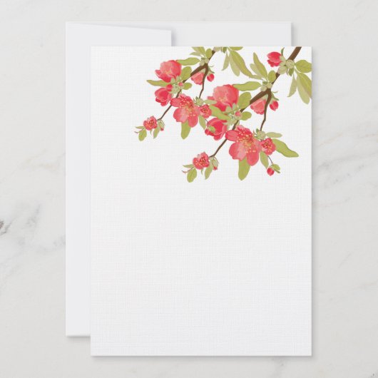 Rosa Baumblüten zum Hochzeitstag einladen Einladung (Rückseite)