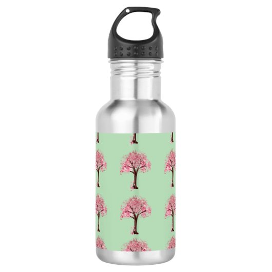 Rosa Bäume Muster Wasserflasche (Vorderseite)