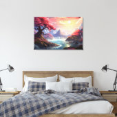 Rosa Bäume Stille Berglandschaft mit Fluss Leinwanddruck (Insitu (Schlafzimmer))