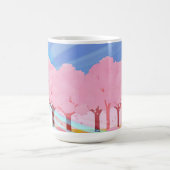 Rosa Bäume und blaues Himmelsdesign Kaffeetasse (Mittel)