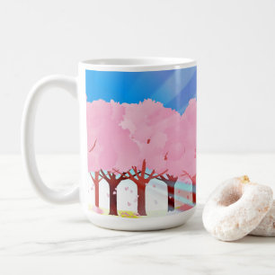 Rosa Bäume und blaues Himmelsdesign Kaffeetasse
