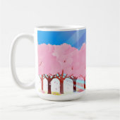 Rosa Bäume und blaues Himmelsdesign Kaffeetasse (Links)
