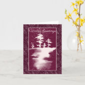 Rosa Bäume und schneebedeckter Winterurlaub Karte (Gelbe Blume)