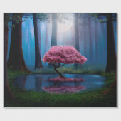 Rosa Bäume und Teich in den Wäldern nachts Geschenkpapier (Flach)