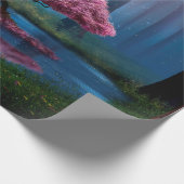 Rosa Bäume und Teich in den Wäldern nachts Geschenkpapier (Ecke)