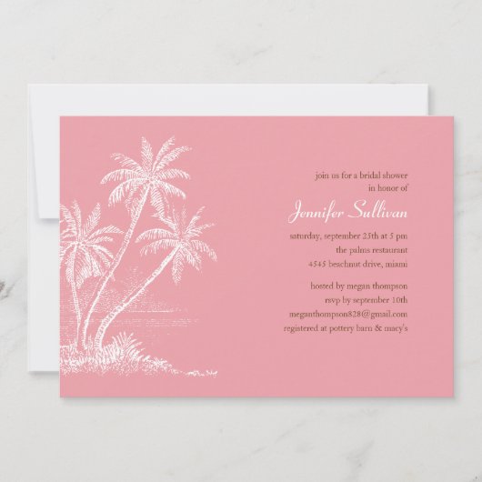 Rosa Beach Bridal Dusche Einladungen (Vorderseite)