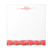 Rosa Bed of Rose Monogramm Notepad Notizblock (Vorderseite)