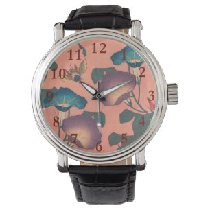 Rosa Bee Blume Classic Hokusai Art Armbanduhr
