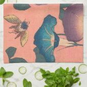 Rosa Bee Blume Classic Hokusai Art Geschirrtuch (Gefaltet)