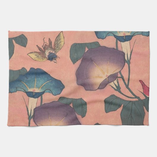 Rosa Bee Blume Classic Hokusai Art Geschirrtuch (Horizontal)