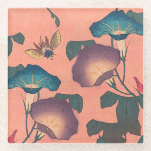 Rosa Bee Blume Classic Hokusai Art Glasuntersetzer