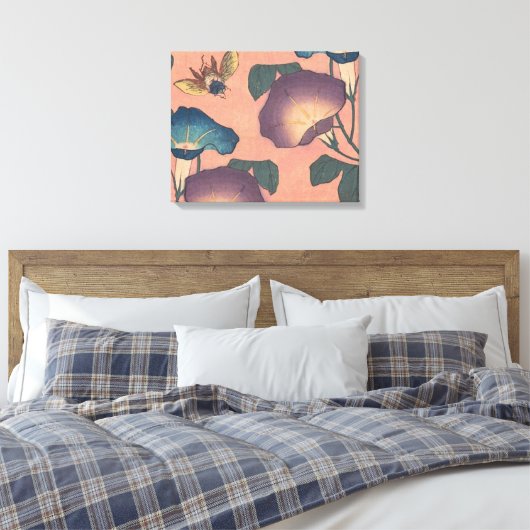 Rosa Bee Blume Classic Hokusai Art Leinwanddruck (Insitu (Schlafzimmer))