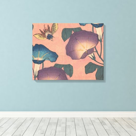 Rosa Bee Blume Classic Hokusai Art Leinwanddruck (Insitu (Holzboden))