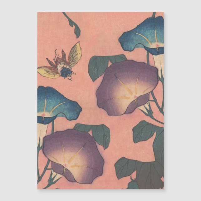 Rosa Bee Blume Classic Hokusai Art Magnetkarte (Vorderseite)