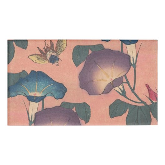Rosa Bee Blume Classic Hokusai Art Namenschild (Vorderseite)
