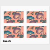 Rosa Bee Blume Classic Hokusai Art Rechteckiger Aufkleber (Blatt)