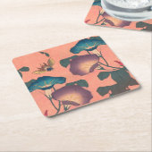 Rosa Bee Blume Classic Hokusai Art Rechteckiger Pappuntersetzer (angewinkelt)