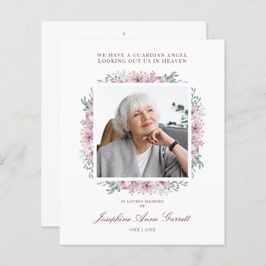 Rosa Beerdigung Foto Erinnerung Dienst Liebe (Vorne/Hinten)