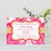 Rosa Begonia Baby oder Brautdusche Einladung (Stehend Vorderseite)