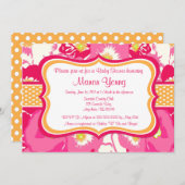 Rosa Begonia Baby oder Brautdusche Einladung (Vorne/Hinten)