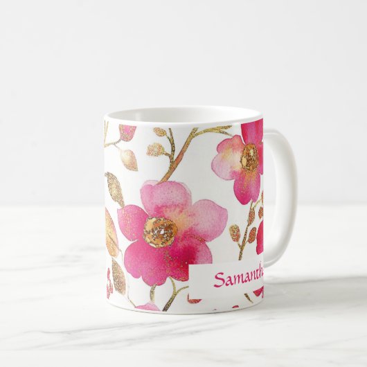 Rosa Begonia-Blume Kaffeetasse (VorderseiteRechts)