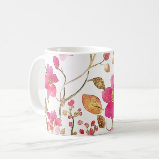 Rosa Begonia-Blume Kaffeetasse (Vorderseite Links)