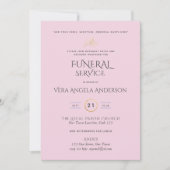 Rosa Begräbnisdienst mit Verse einladen (Vorderseite)