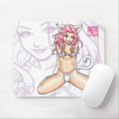 Rosa behaartes Catgirl Mousepad (Mit Mouse)