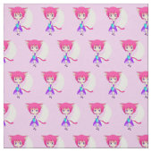 Rosa behaartes Neko Anime-Mädchen, Gewebe Stoff (Muster)