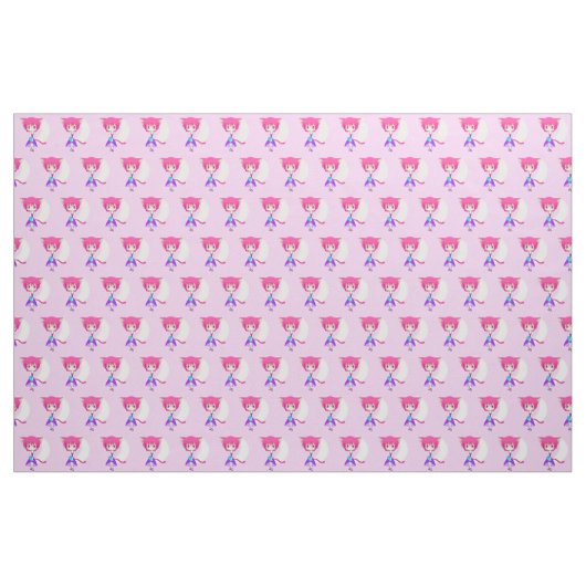 Rosa behaartes Neko Anime-Mädchen, Gewebe Stoff (Fat Quarter (45,7 x 55,9 cm))