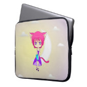 Rosa behaartes Neko Anime-Mädchen, Laptop-Hülse Laptopschutzhülle (Vorderseite Links)