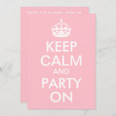 Rosa Behalten Ruhe und Party am Geburtstag Einladung (Vorne/Hinten)