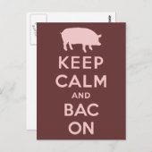 Rosa behalten Ruhe und Speck Postkarte (Vorne/Hinten)