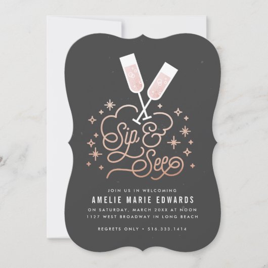 Rosa Beifall auf die kleine Seite und Einladung (Vorderseite)