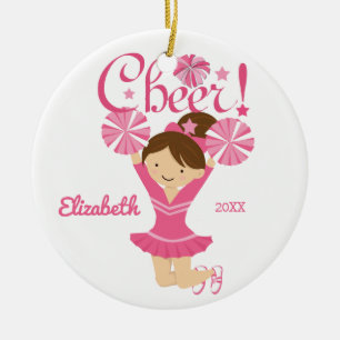 Rosa Beifall-brünette Cheerleader-Verzierung Keramikornament