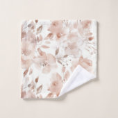 Rosa Beige Blumen-Wasserfarben-Muster Badhandtuch Set (Waschlappen)