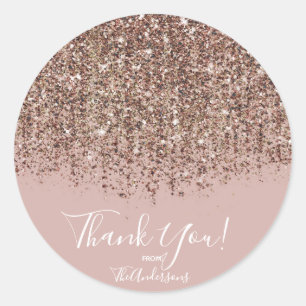 Rosa Beige Bronze Gold Glitter Glam Geschenkparty  Runder Aufkleber