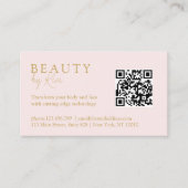 Rosa-Beige-Gold, Minimal, elegant, Salon, QR-Code Terminkarte (Vorderseite)